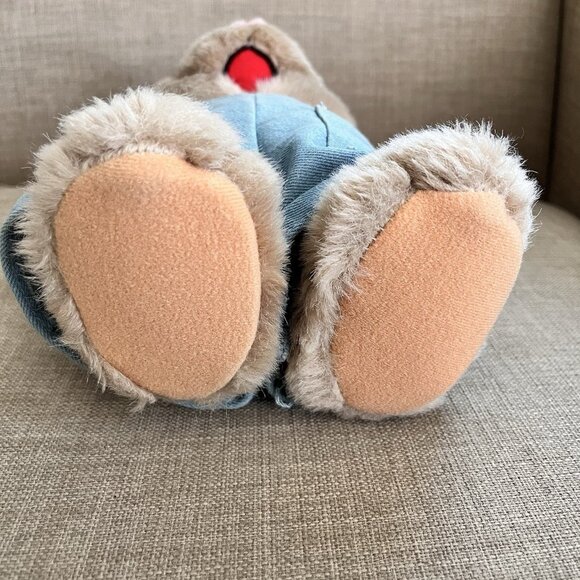 Vintage Suzys Zoo Ollie Marmot Bear Plush 11" StarShine Overalls Striped Shirt - Picture 4 of 9